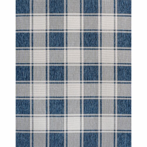 Sabine Traditional Farmhouse Bold Gingham Indoor/Outdoor Area Rug Perspective: front
