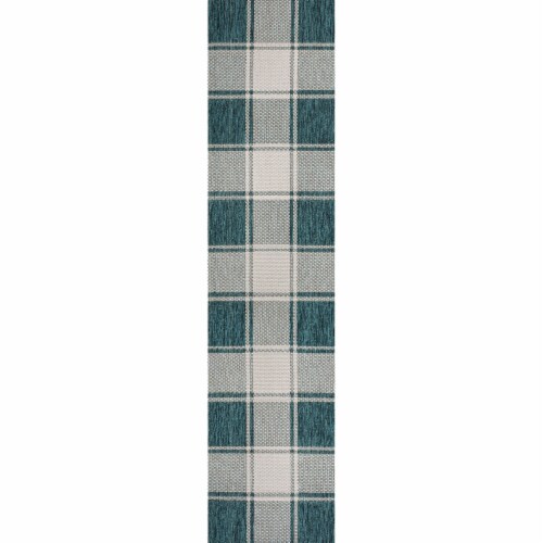 Sabine Traditional Farmhouse Bold Gingham Indoor/Outdoor Area Rug Perspective: front