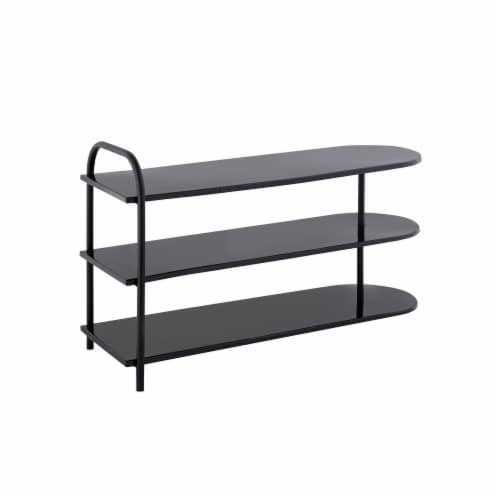 Modern 24 9 Pair 3 Tier Iron Curved Decker Shoe Rack Black 38 x 14 x 24 Gerbes Super Markets