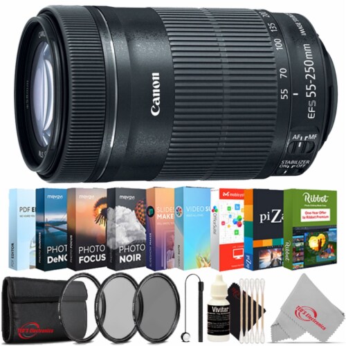 Canon Ef-s 55-250mm F/4-5.6 Is Stm Lens With Filter Kit And Photo