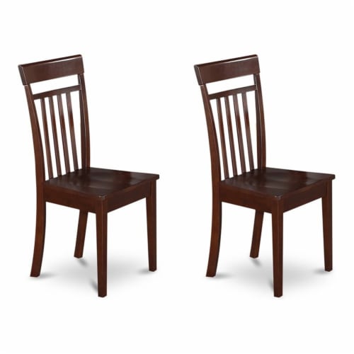 East West Furniture Capri 11  Wood Dining Chairs in Mahogany (Set of 2) Perspective: front