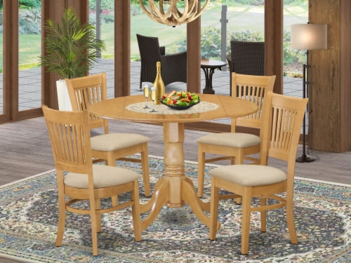 DLVA5-OAK-C 5 Pc small Kitchen Table set-drop leaf Table and 4 dinette