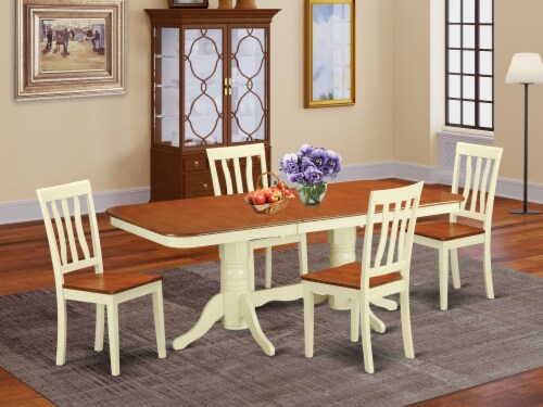 NAAN5-WHI-W 5 PcKitchen nook Dining set - Dining Table and 4 Kitchen Chairs Perspective: front