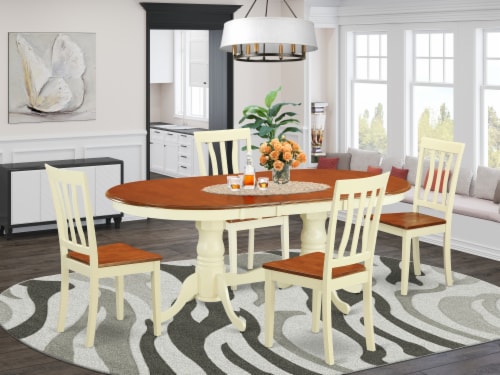 PLAN5-WHI-W 5 Pc Dinette set - Kitchen dinette Table and 4 dinette Chairs Perspective: front