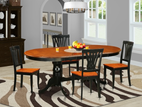 PLAV5-BCH-W 5 PC Dining room set-Dining Table with 4 Dining Chairs Perspective: front