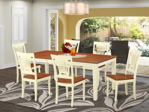 QUPL7-WHI-W 7 PC dinette Table set -Table and 6 Dining Chairs Perspective: front