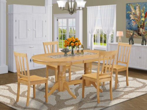 East west furniture 5 piece dining table set seat on sale chairs
