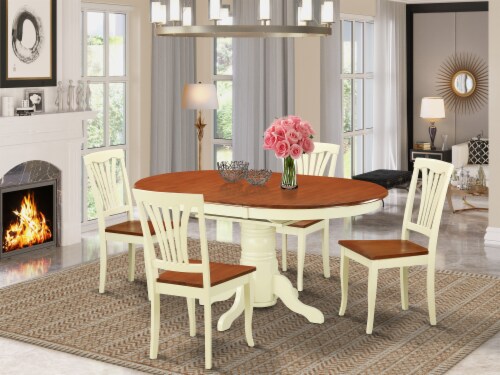 East west furniture 5 piece dining table set seat on sale chairs