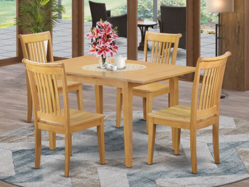 5 Piece Dinette table set Table and 4 wood seat dining chairs in