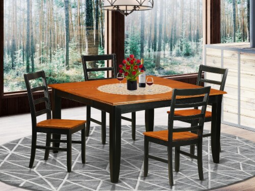 PARF5 BLK W 5 Pc Dining set Square Dining Table with Leaf and 4