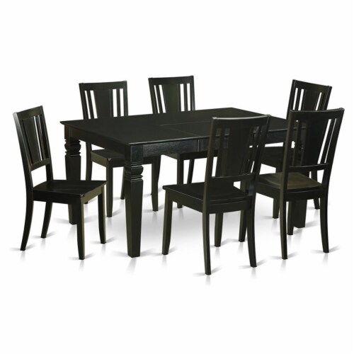 East West Furniture Weston 7piece Wood Dining Room Set in Black, 1