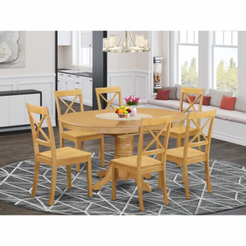 AVBO7OAKW 7 Pc Kitchen table set with a Dining Table and Six Wood