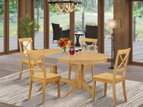 5 Pc Set Vancouver Table with one 17in Leaf and 4 Wood Dinette