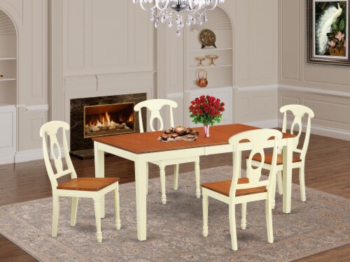 NIKE5-WHI-W 5 PcTable and Chairs set for 4-Table and 4 Dining Chairs Perspective: front