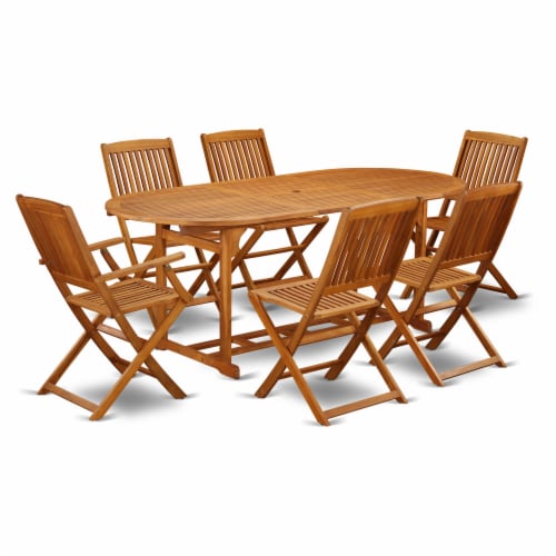 BSCM72CANA This 7 Piece Acacia Hardwood Patio area Dining Set Perspective: front