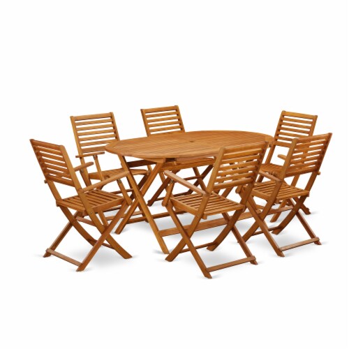 DIBS7CANA This 7 Pc Acacia Wood Outdoor-Furniture Dining Set Perspective: front