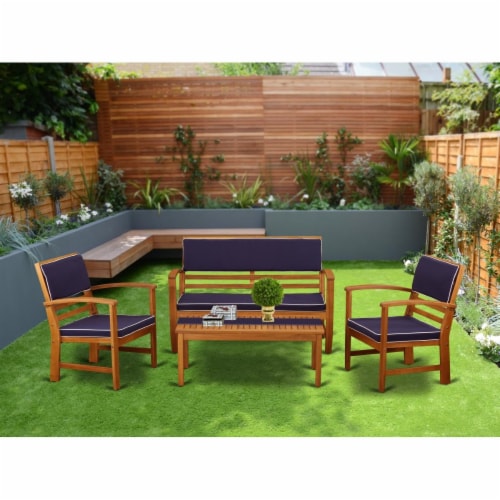 East West Furniture BCOSSNA 4 Piece Coppell Furniture Set - Natural Oil Perspective: front