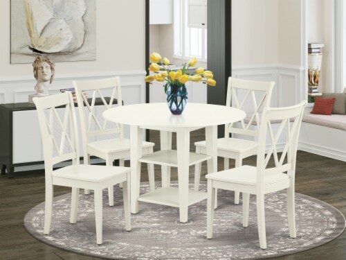East West Furniture Sudbury 5 piece Wood Dining Set with Round
