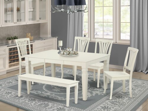 6PC 42 60 inch Table with 18 In Leaf 4 vertical slatted Chairs
