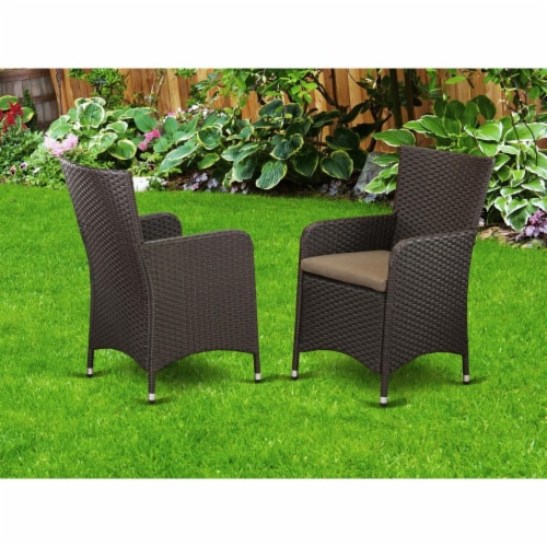 Set of 2 Chairs HLUC163S OutdoorFurniture Wicker Patio Chair in Dark