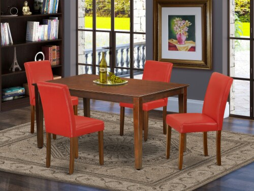 5Pc Rectangle 60 Table 4 Parson Chair Pu Leather Color
