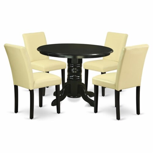 East West Furniture Shelton 5-piece Wood Dining Set in Black/Eggnog Perspective: front