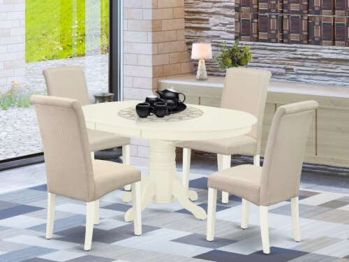 Cream round extending dining table and chairs deals