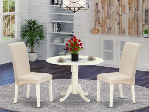 3Pc Dinette Set Small Rounded table Two Chairs with Cream