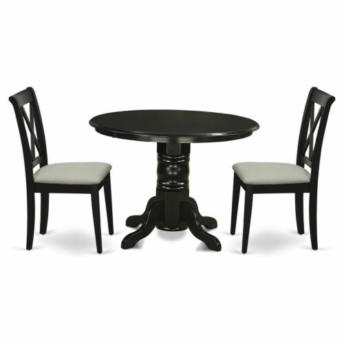 East West Furniture Shelton 3piece Wood Dining Set with Fabric Chairs
