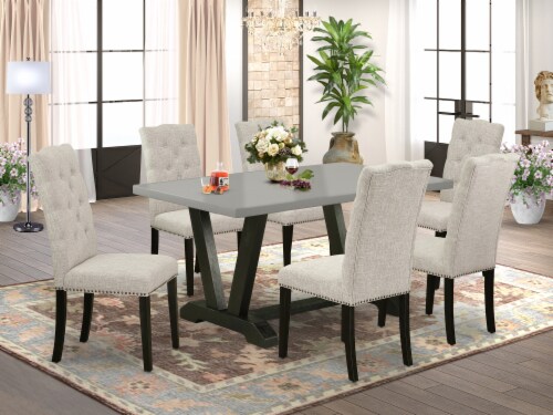 V696EL635 7 7 Piece Dining Set 6 Parson Chair a Wood Table Solid Wood Frame 1 King Soopers