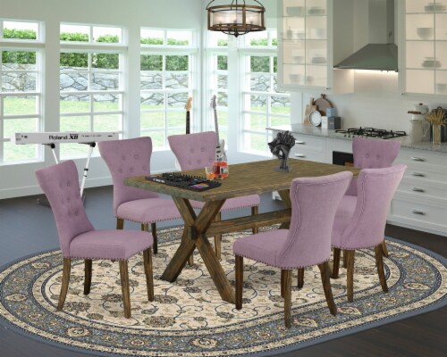 East West Furniture X Style 7 piece Wood Dining Table Set in