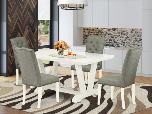 East west furniture 5 piece dining table set deals