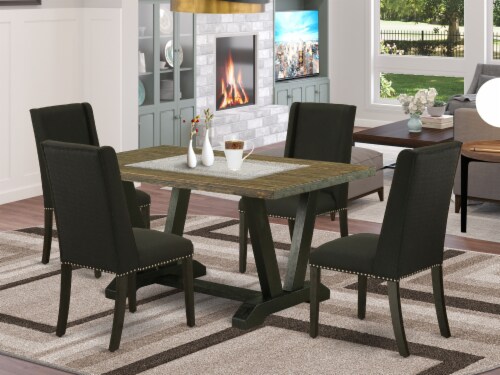 East west furniture 5 piece dining table set seat on sale chairs