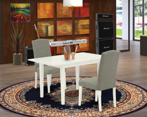 3 Pc Kitchen Dinette Set 2 Kitchen Chairs and Dining Table Linen White 1 Kroger