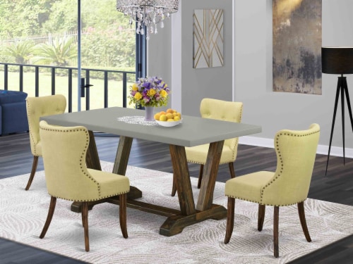 5Pc Dinette Set Limelight Seat Chairs Top Table Jacobean 1