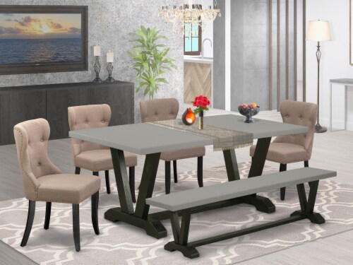 6 Piece Table Set 4 Chairs Top Wooden Legs table Wooden