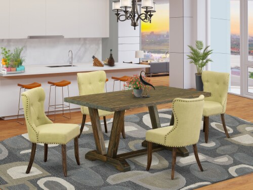 East west furniture 5 piece dining table set seat on sale chairs