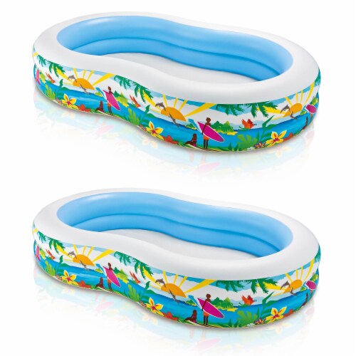 Intex 103  x 36  x 18  Swim Center Inflatable Paradise Seaside Kid Pool (2 Pack) Perspective: front