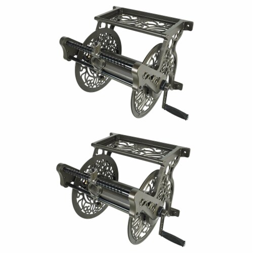 Liberty Garden LBG707 125' Wall Mounted Heavy Gauge Aluminum Hose Reel (2 Pack) Perspective: front