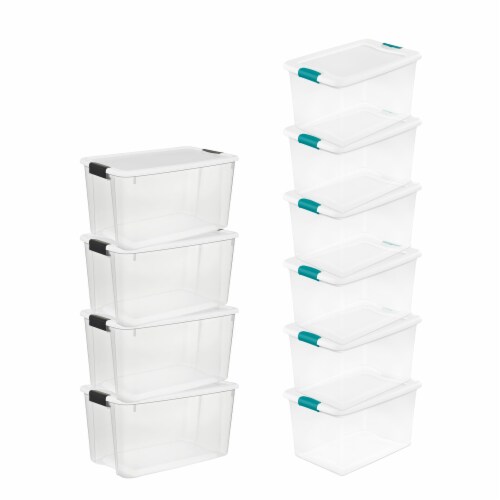 Hommp 4-Pack 70 L Large Clear Storage Boxes, Plastic Latching Boxes with  Wheeles