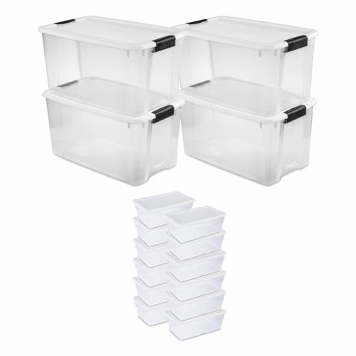 Sterilite 90 Quart Storage Box Container with Clear Base & White