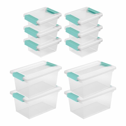 Sterilite Classic Lidded Stackable 30 Gal Storage Tote Container, Blue (6-pack)