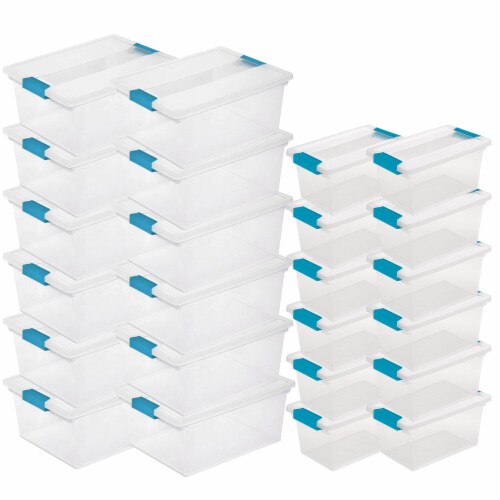 Sterilite Clear Medium Storage Tote, 12 Pack, and Large Storage Tote, 12 Pack Perspective: front