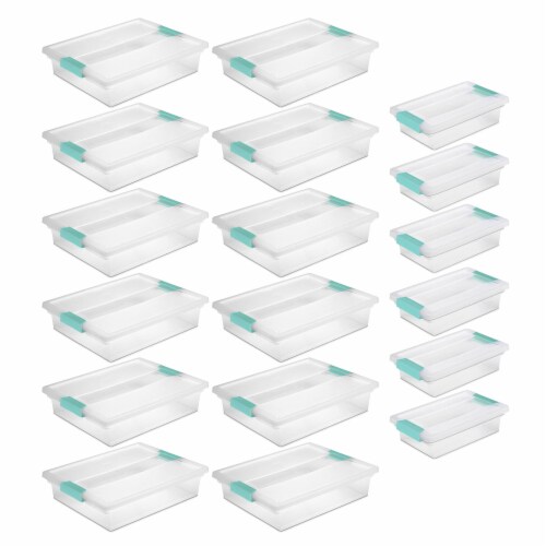 Sterilite Small Clip Box, Stackable Storage Bin with Latching Lid, Plastic  Container to Organize Office, Crafts, Home, Clear Base and Lid, 18-Pack