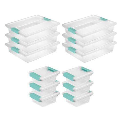  6Pack Small Plastic Clear Storage Box Containers with