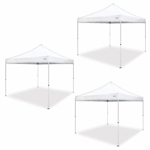 Caravan Canopy Pro 2 10 x 10 Foot Straight Leg Instant Canopy, White (3 Pack) Perspective: front