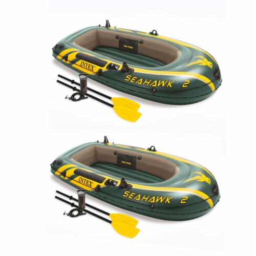 Intex Seahawk 2 Inflatable 2 Person Floating Boat Raft with Oars