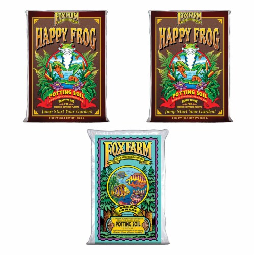 Foxfarm (2)FX14047+FX14000 Happy Frog Organic Mix & Ocean Forest Plant Soil Mix Perspective: front