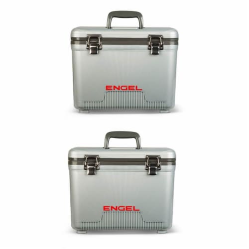 Engel 13 Quart Fishing Dry Box Cooler with Shoulder Strap, Silver