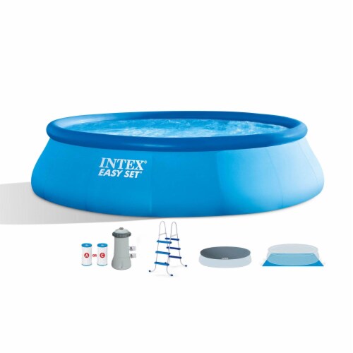 Intex Inflatable Easy Set Above Ground Round Swimming Pool Set with 15 Cover 2 Piece Ralphs